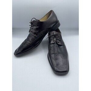 STEVE HARVEY Ontario-2 Genuine Lizard Square Toe Wingtip Oxford Dress Shoes 11.5